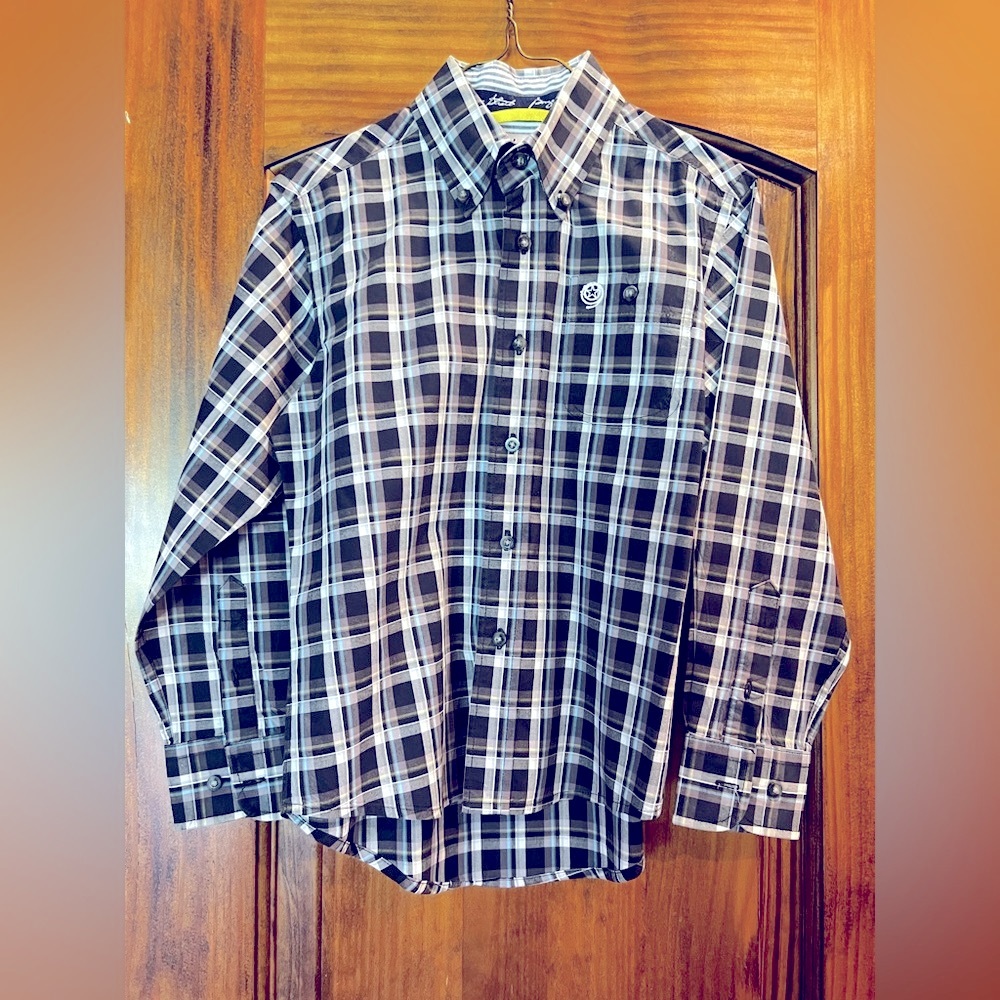 Boy’s Long Sleeve Button Up Plaid Western Shirt